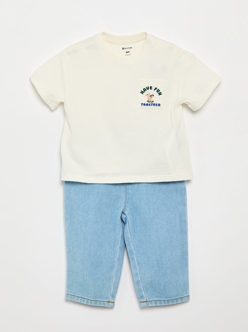Conjunto camiseta + pantalón vaquero - 2 piezas - Kiabi