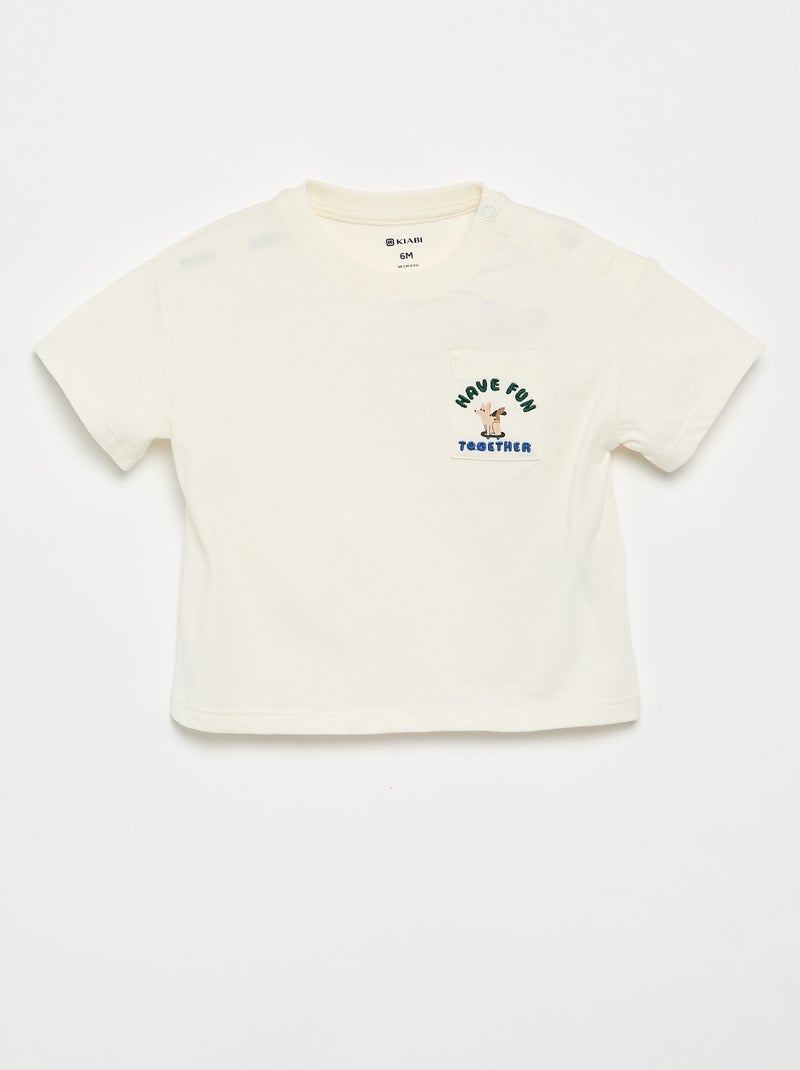 Conjunto camiseta + pantalón vaquero - 2 piezas Blanco - Kiabi