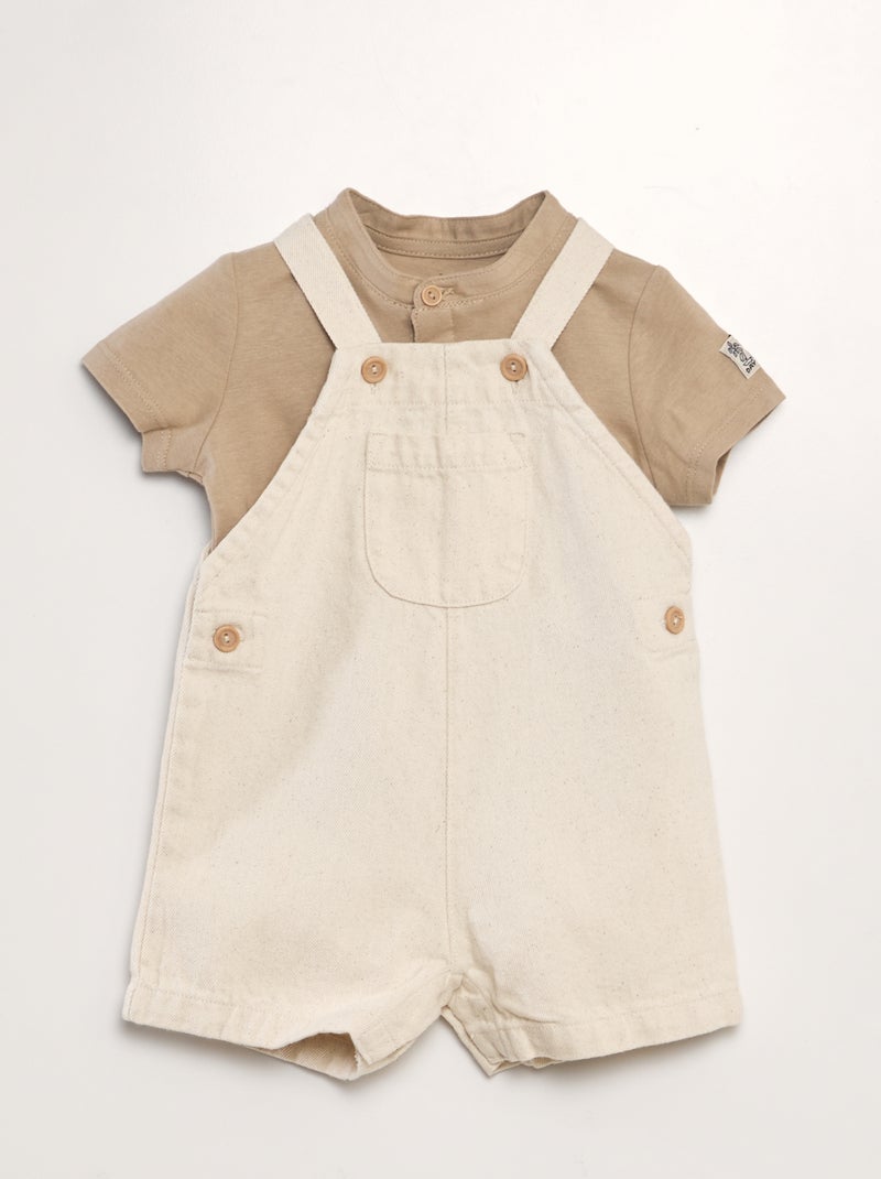 Conjunto camiseta + peto - 2 piezas BEIGE - Kiabi