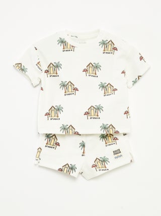 Conjunto camiseta + short con estampado - 2 piezas