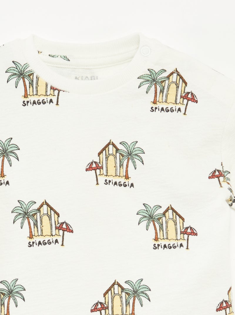 Conjunto camiseta + short con estampado - 2 piezas BLANCO - Kiabi