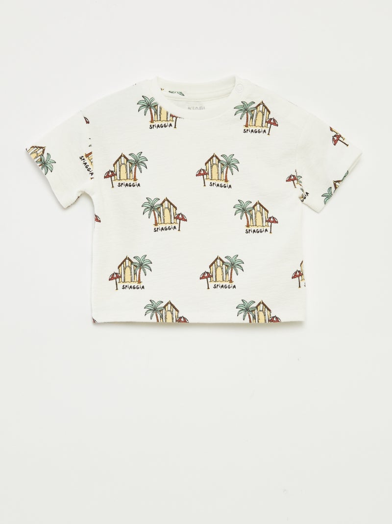 Conjunto camiseta + short con estampado - 2 piezas BLANCO - Kiabi