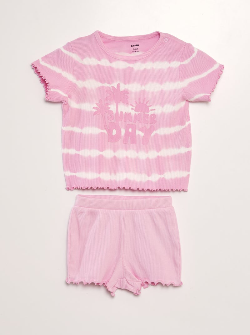 Conjunto camiseta + short de pijama - 2 piezas ROSA - Kiabi