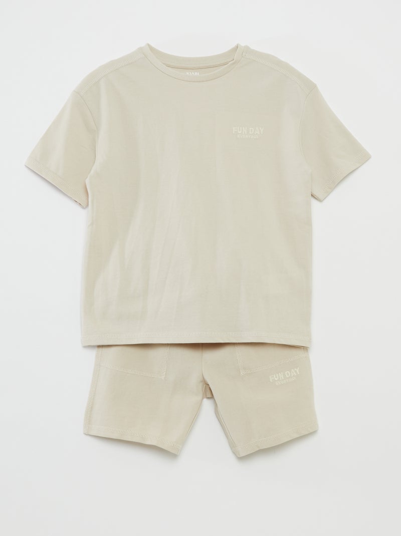 Conjunto camiseta + short deportivo - 2 piezas BEIGE - Kiabi