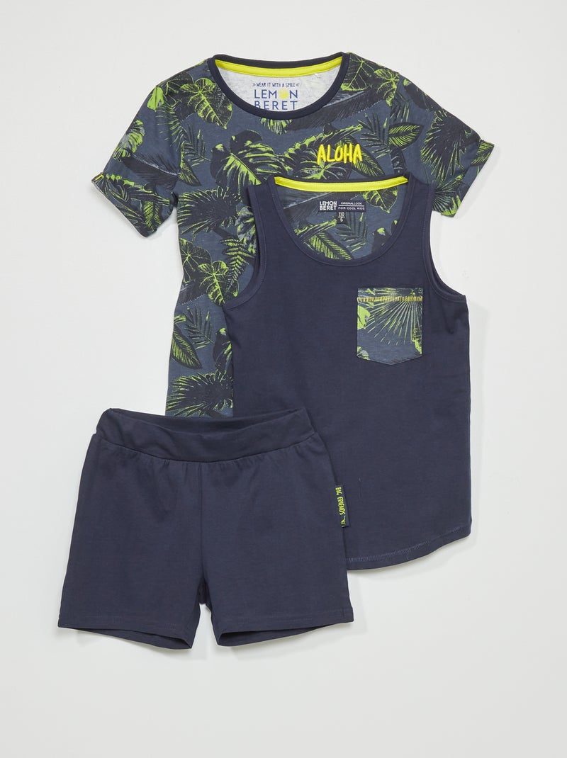 Conjunto + camiseta sin mangas + camiseta negro - Kiabi