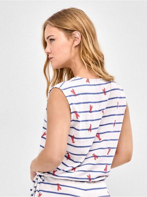 Conjunto camiseta y short de rayas y estampado en tejido punto - Kiabi Conjunto camiseta y short de rayas y estampado en tejido punto - Kiabi