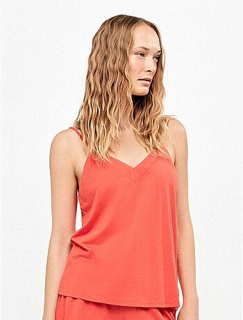 Conjunto camiseta y short lencero con galón en algodón y modal