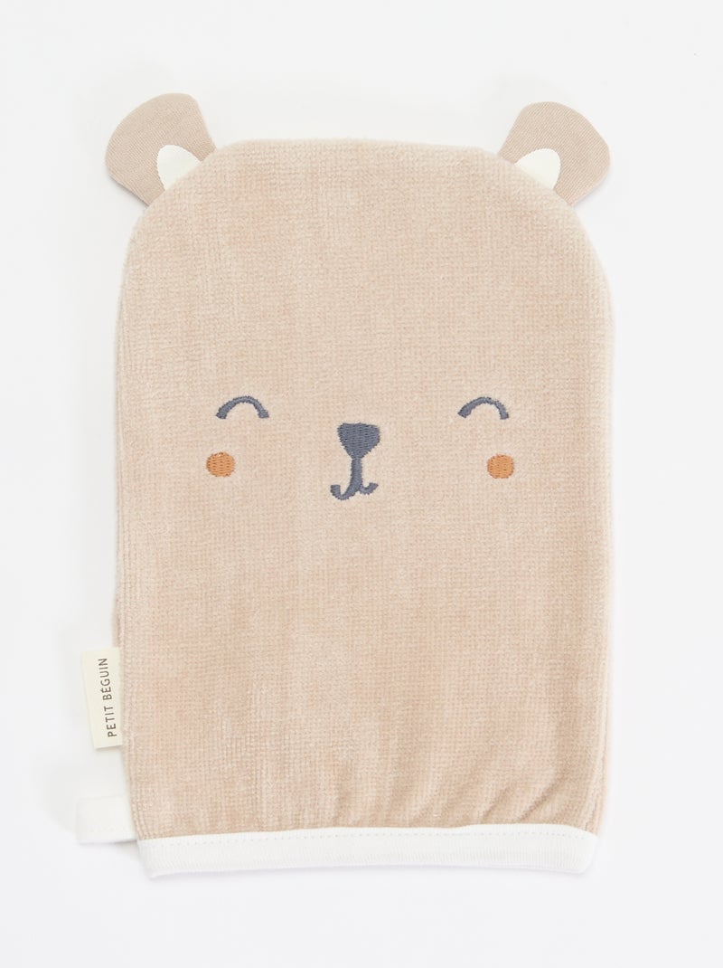 Conjunto capa de baño + guantes - 2 piezas Beige - Kiabi