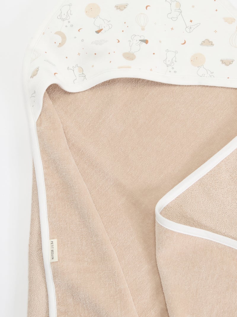Conjunto capa de baño + guantes - 2 piezas Beige - Kiabi