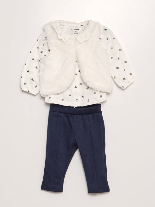 Conjunto chaleco + camiseta + pantalón - 3 piezas - Kiabi