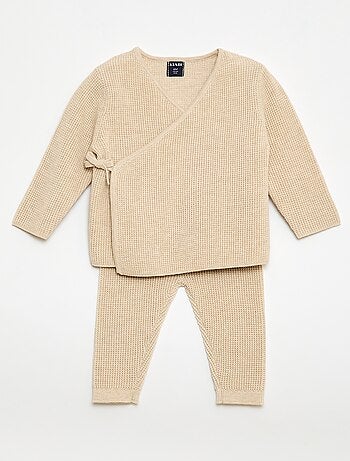 Conjunto chaleco cruzado + leggings de punto - 2 piezas