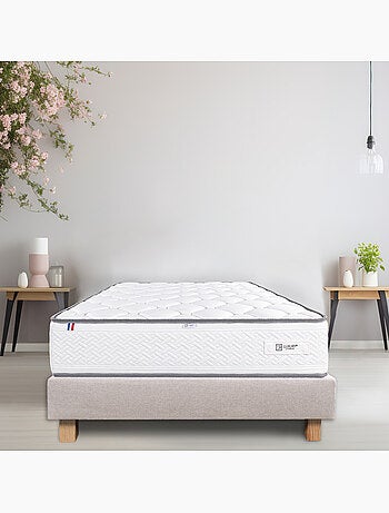 Conjunto colchón de espuma de 20 cm y somier beige