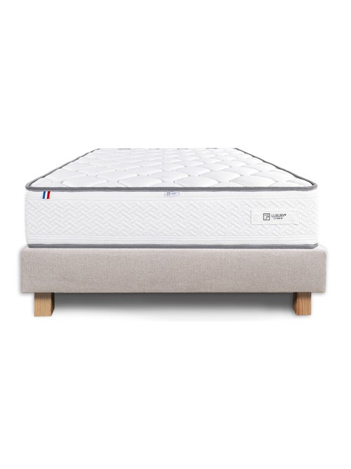 Conjunto colchón de espuma de 20 cm y somier beige - Kiabi Conjunto colchón de espuma de 20 cm y somier beige - Kiabi