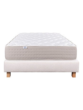 Conjunto colchón de muelles ensacados de 26 cm y somier beige