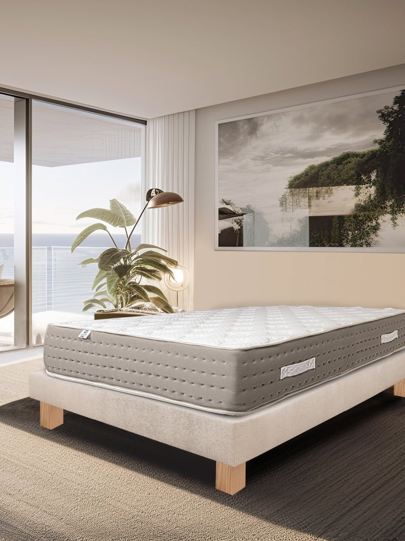 Conjunto colchón de muelles ensacados de 26 cm y somier beige Beige - Kiabi