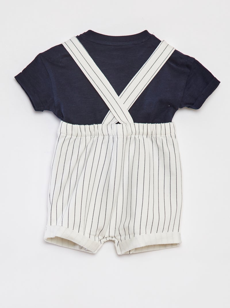 Conjunto con camiseta 'Disney' + peto corto de rayas - 2 piezas AZUL - Kiabi