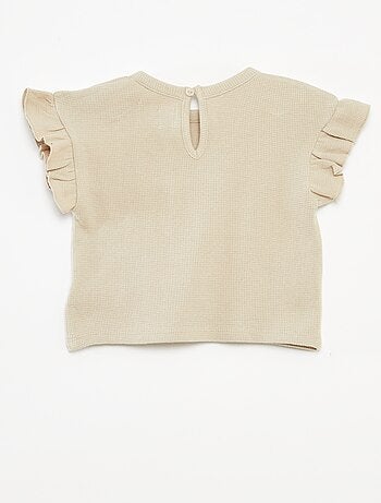 Conjunto con camiseta + short + gorro de punto gofrado - 3 piezas