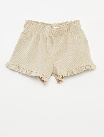 Conjunto con camiseta + short + gorro de punto gofrado - 3 piezas