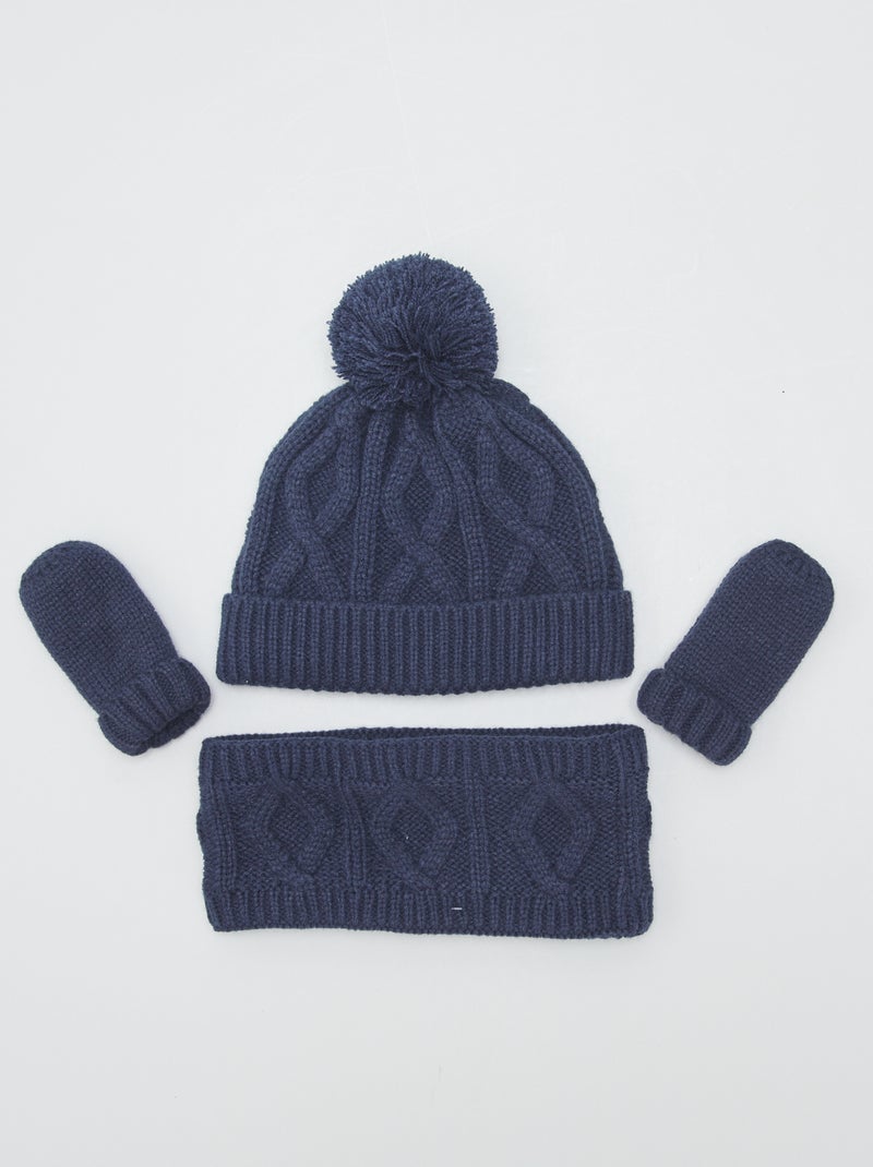Conjunto con gorro + braga + manoplas negro iris - Kiabi