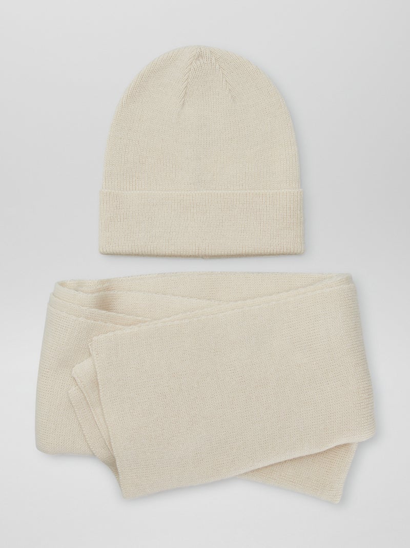 Conjunto con gorro + bufanda BEIGE - Kiabi