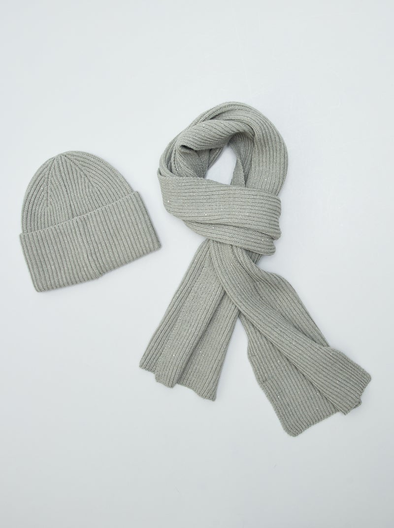 Conjunto con gorro + bufanda con brillos VERDE - Kiabi