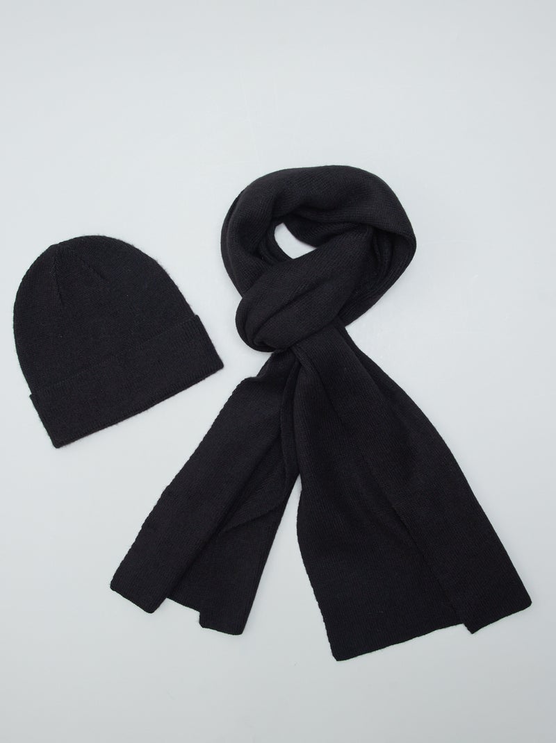 Conjunto con gorro + bufanda NEGRO - Kiabi