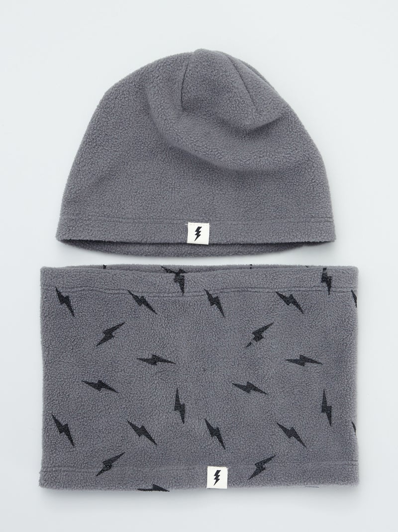 Conjunto con gorro + bufanda tipo braga GRIS - Kiabi