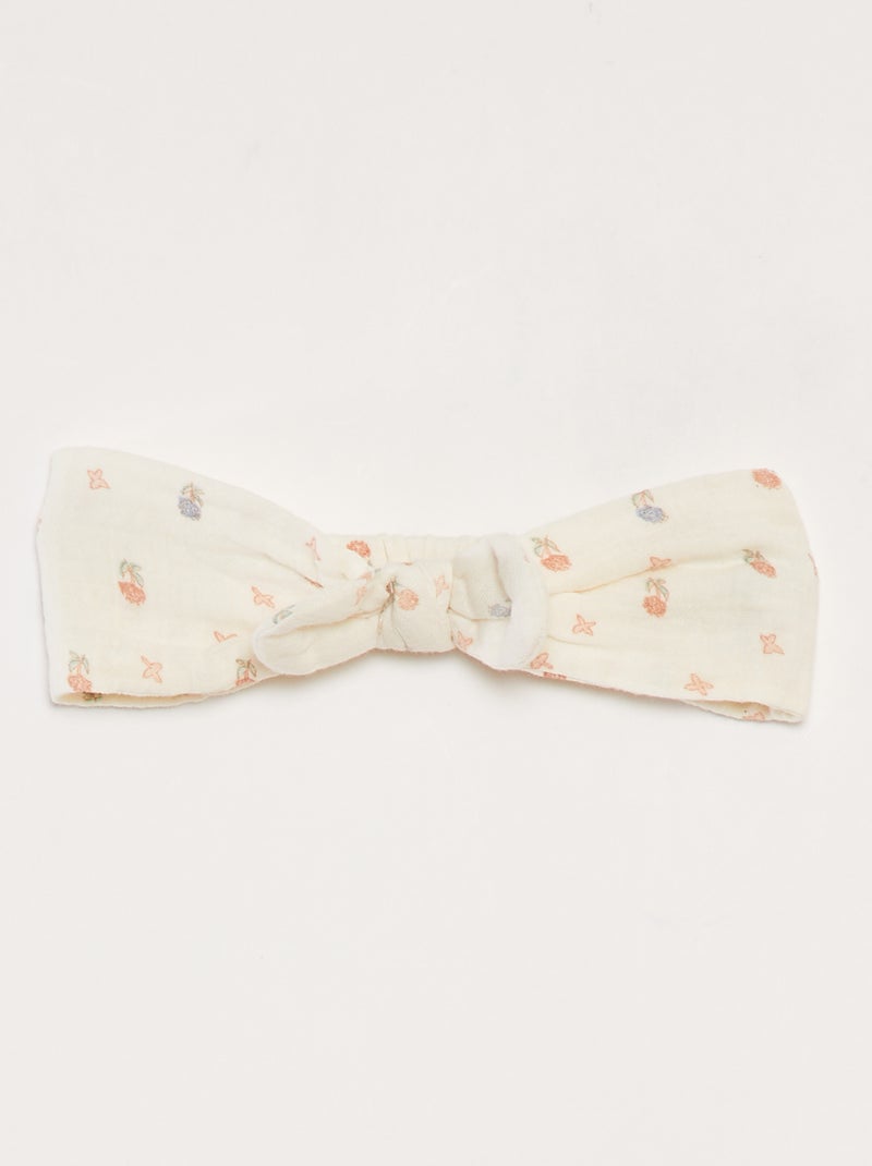 Conjunto con pelele de gasa de algodón + diadema - 2 piezas BLANCO - Kiabi