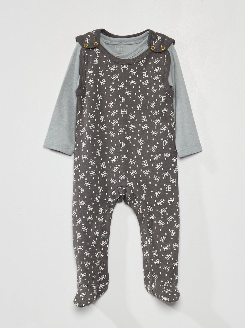 Conjunto con peto de algodón KAKI - Kiabi