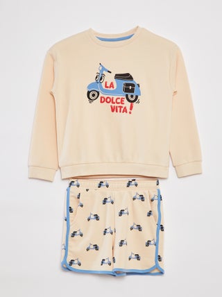 Conjunto con sudadera de chándal + short - 2 piezas