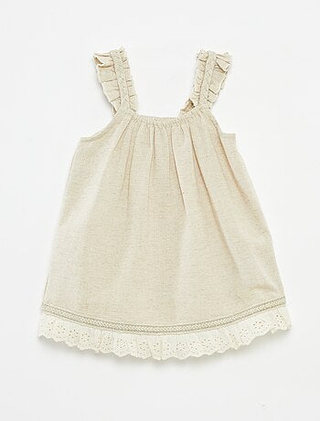 Conjunto con vestido de fiesta + gorro bucket de mezcla de lino- 2 piezas