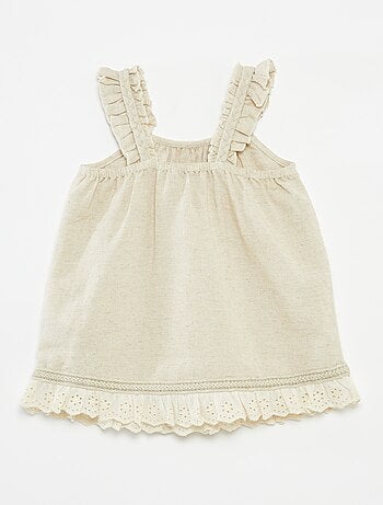 Conjunto con vestido de fiesta + gorro bucket de mezcla de lino- 2 piezas