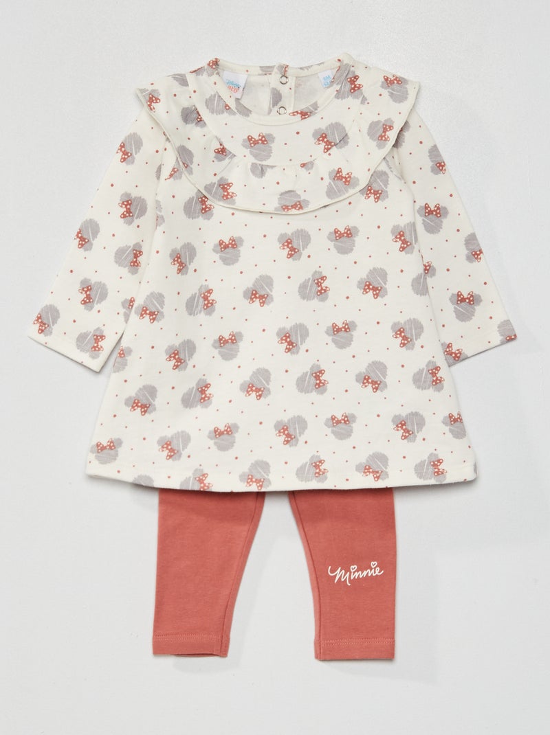 Conjunto con vestido y legging 'Minnie' crudo/rosa - Kiabi