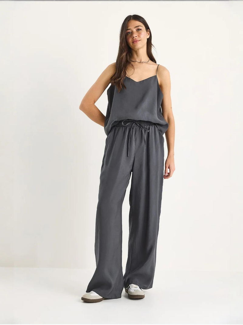 Conjunto coordinado de camisola sin mangas y pantalón de pernera ancha lucci Gris medio - Kiabi