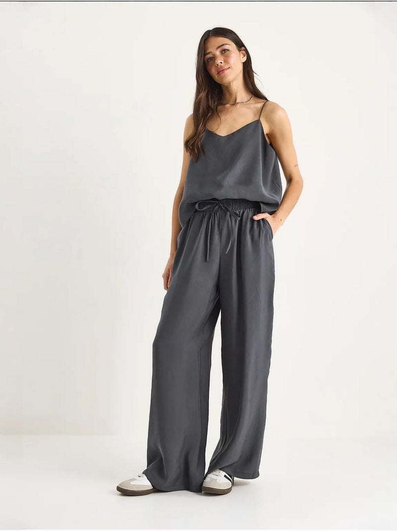 Conjunto coordinado de camisola sin mangas y pantalón de pernera ancha lucci Gris medio - Kiabi