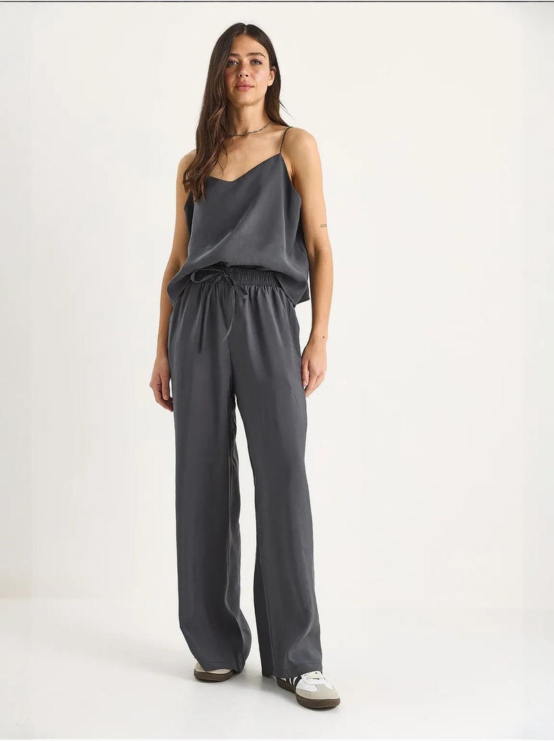 Conjunto coordinado de camisola sin mangas y pantalón de pernera ancha lucci Gris medio - Kiabi