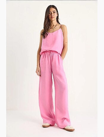 Conjunto coordinado de camisola sin mangas y pantalón de pernera ancha lucci