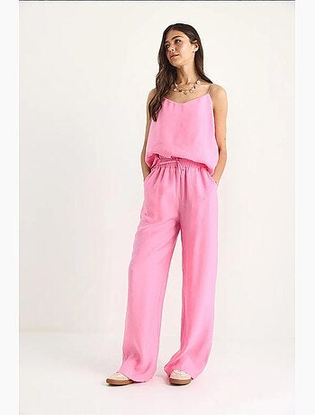 Conjunto coordinado de camisola sin mangas y pantalón de pernera ancha lucci