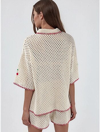 Conjunto coordinado de dos piezas con cuello polo bordado hiccup