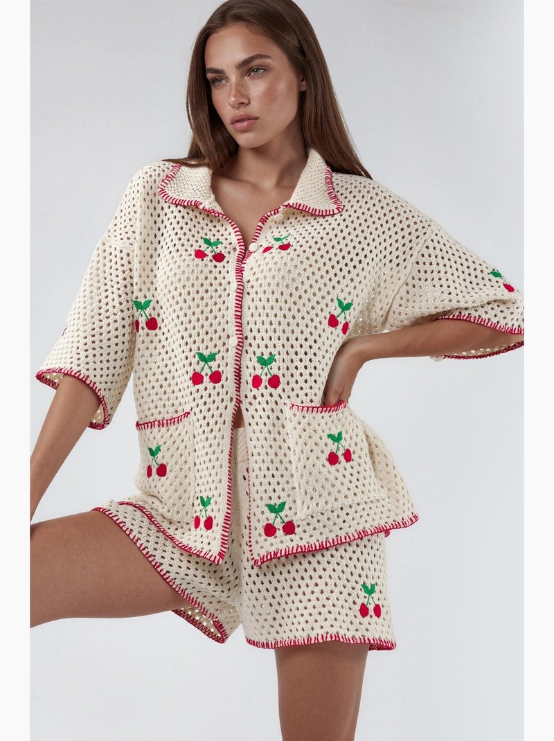 Conjunto coordinado de dos piezas con cuello polo bordado hiccup Multicolor - Kiabi