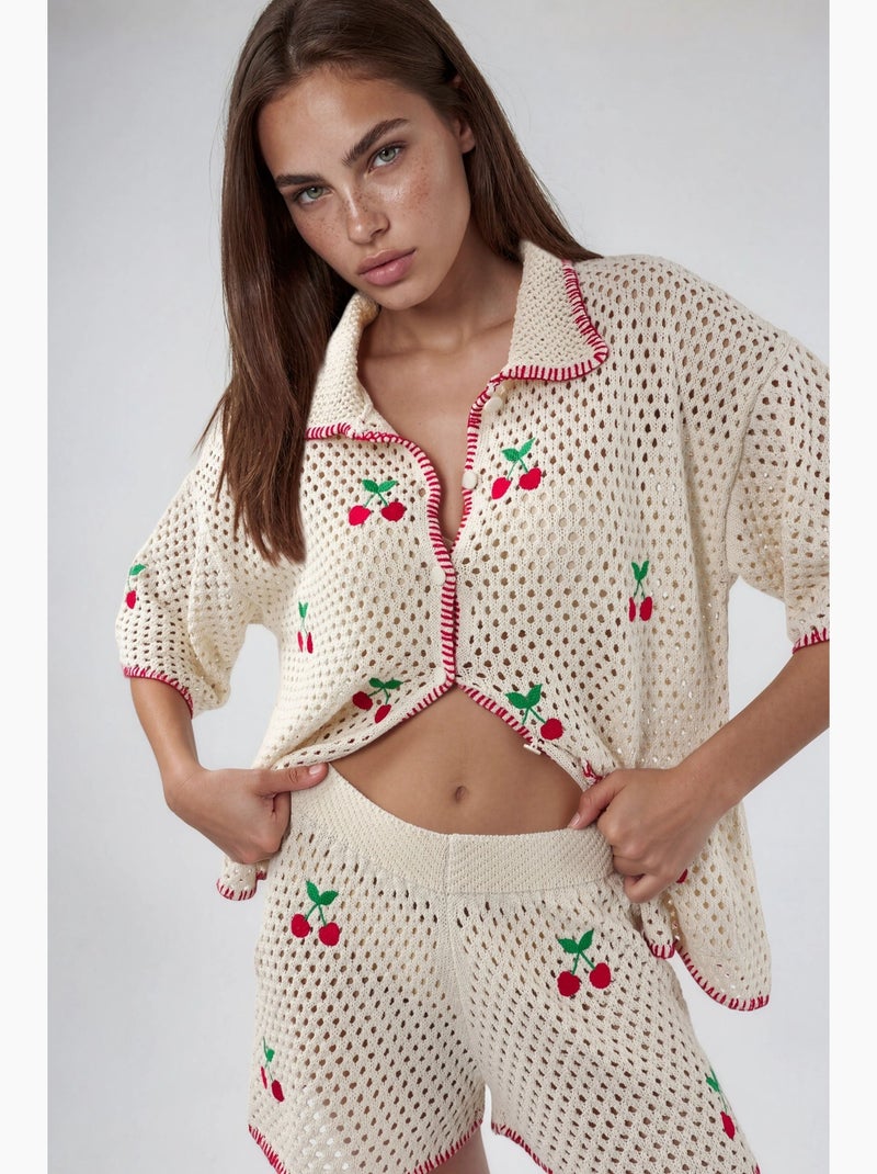 Conjunto coordinado de dos piezas con cuello polo bordado hiccup Multicolor - Kiabi