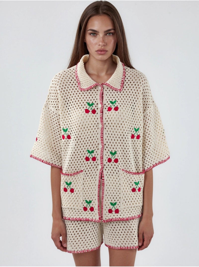 Conjunto coordinado de dos piezas con cuello polo bordado hiccup Multicolor - Kiabi
