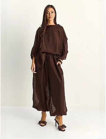 Conjunto coordinado de dos piezas de talle alto con pierna ancha lucci