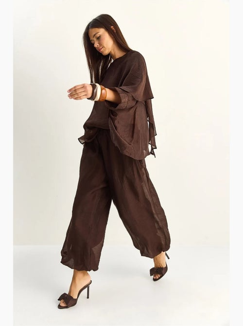 Conjunto coordinado de dos piezas de talle alto con pierna ancha lucci - Kiabi