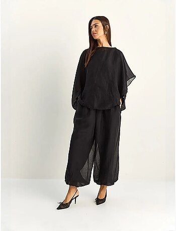 Conjunto coordinado de dos piezas de talle alto con pierna ancha lucci