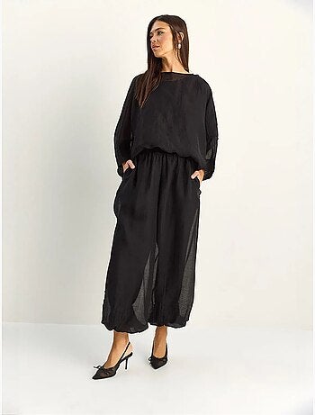 Conjunto coordinado de dos piezas de talle alto con pierna ancha lucci