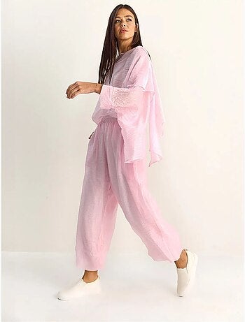Conjunto coordinado de dos piezas de talle alto con pierna ancha lucci
