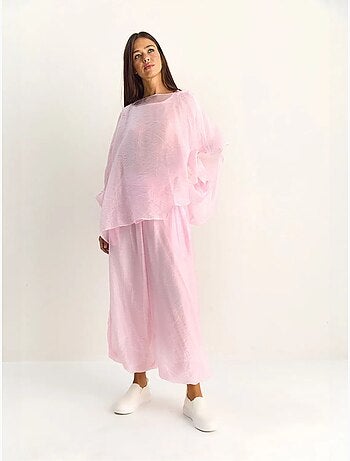 Conjunto coordinado de dos piezas de talle alto con pierna ancha lucci