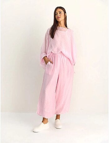 Conjunto coordinado de dos piezas de talle alto con pierna ancha lucci