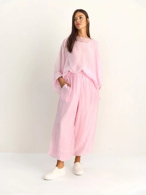 Conjunto coordinado de dos piezas de talle alto con pierna ancha lucci - Kiabi